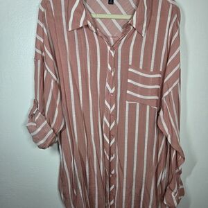 Torrid Pink and White Striped Blouse